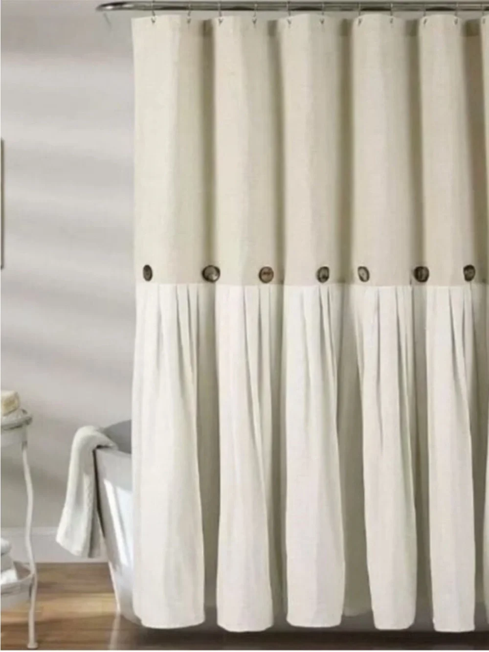 🔴 Lish Decor Two-Tone Beige and Cream Shower Linen Curtain! 🔥